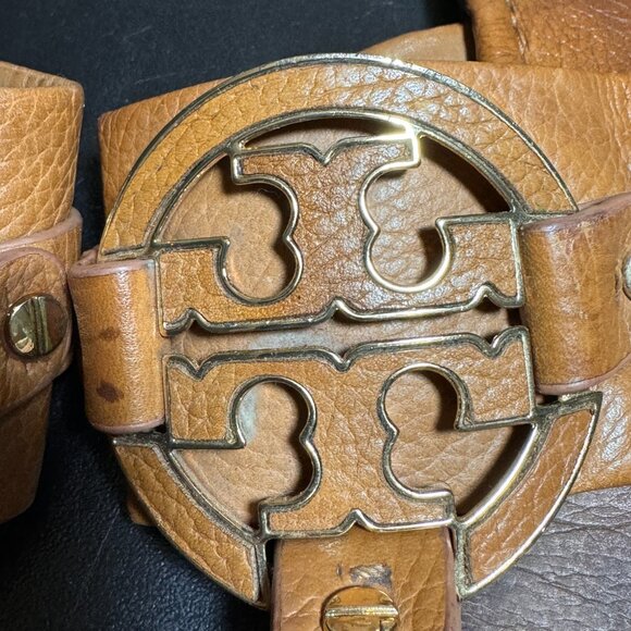 Tory Burch size 10 amanda tan leather sandal slippers - Picture 7 of 12